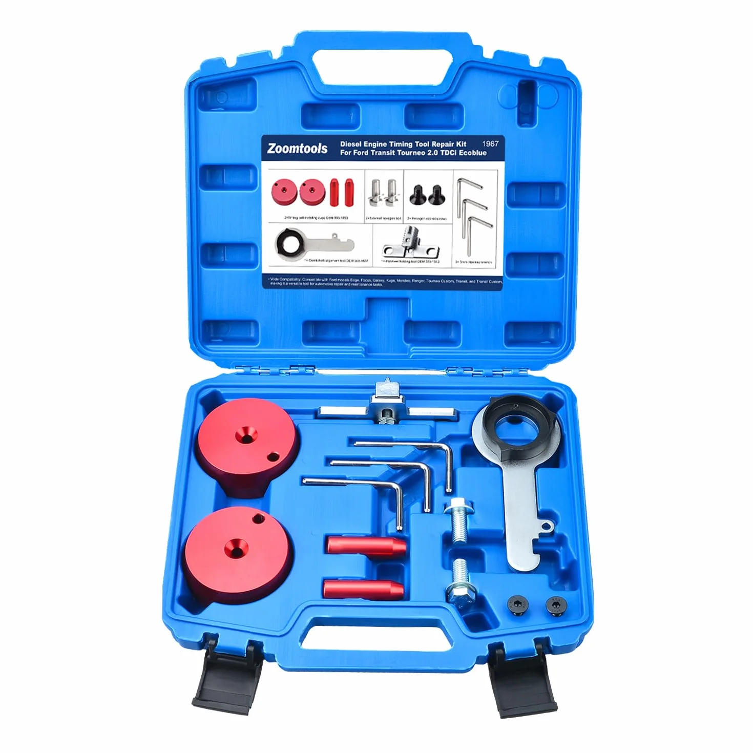 Kit de Calado de Distribución para Motor Ford 2.0 TDCi EcoBlue Diesel, Compatible con Transit, Custom, Focus, Galaxy, S-MAX, OEM 303-1637 303-1643 303-1650