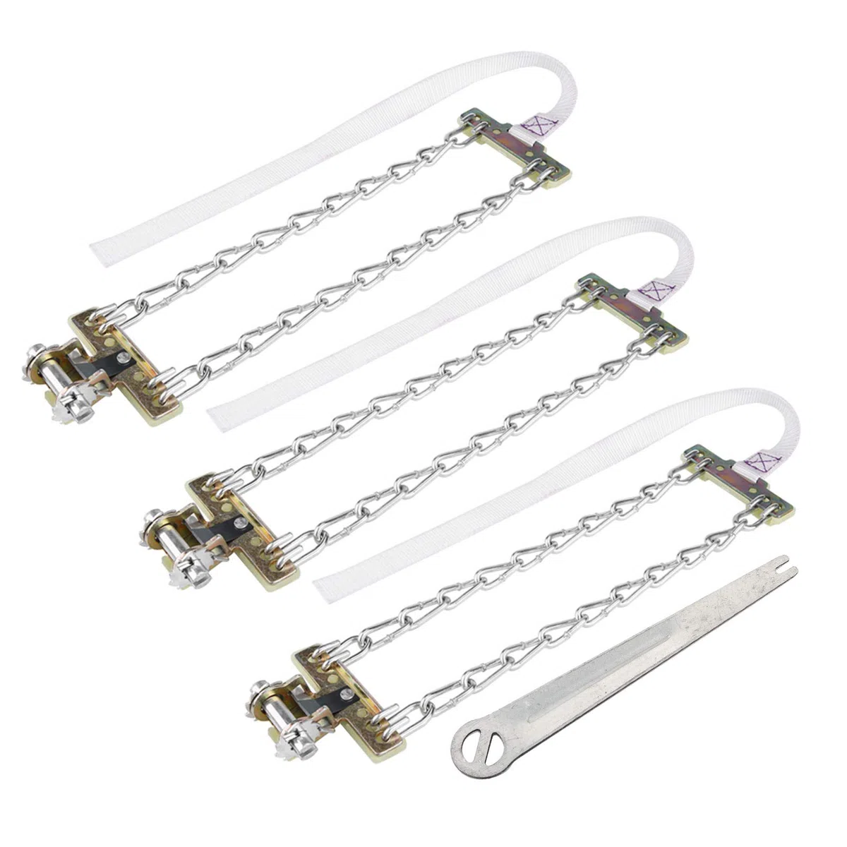 Fydun Cadena Antideslizante de Acero para Neumáticos - 3 Piezas con Clip de Seguridad para Coche, Camión y SUV en Nieve (M)