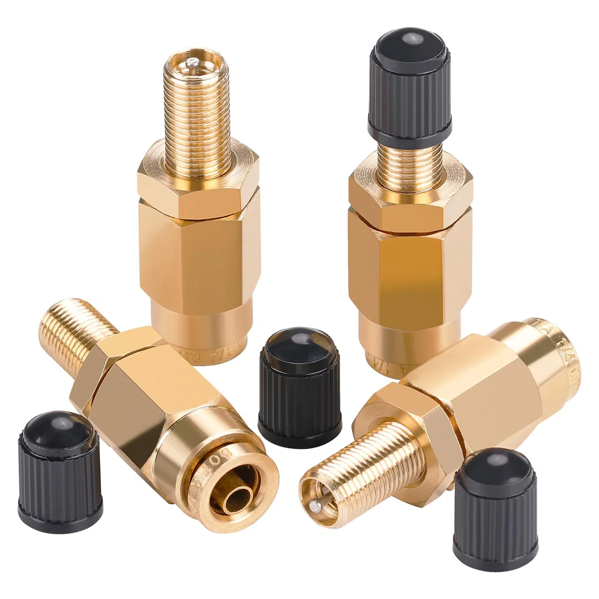 Cheemuii 4 válvulas Schrader de inflado de 1/4 pulgadas con empuje para conectar tubos de línea de aire OD de 1/4 pulgadas y suspensión de resorte de aire para semirremolque, tractor