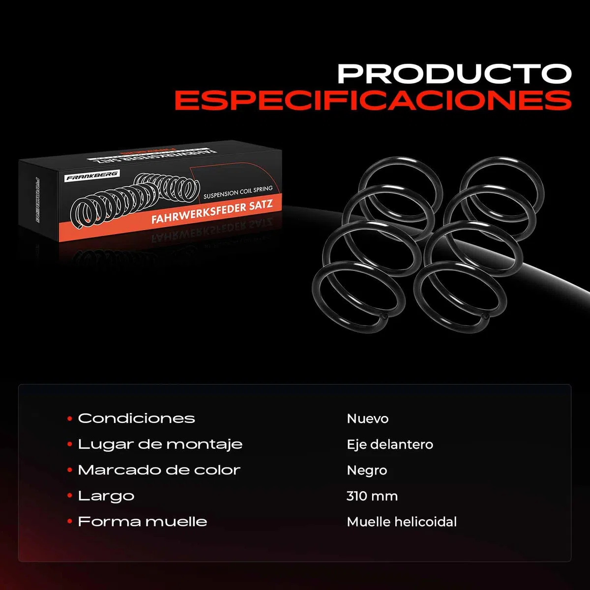 Frankberg 2x Muelles de chasis Muelles de suspensión Compatible con Serie 5 E60 525d 530d 535d 540i 545i 2002-2010 Replace# RA4006,31336761327