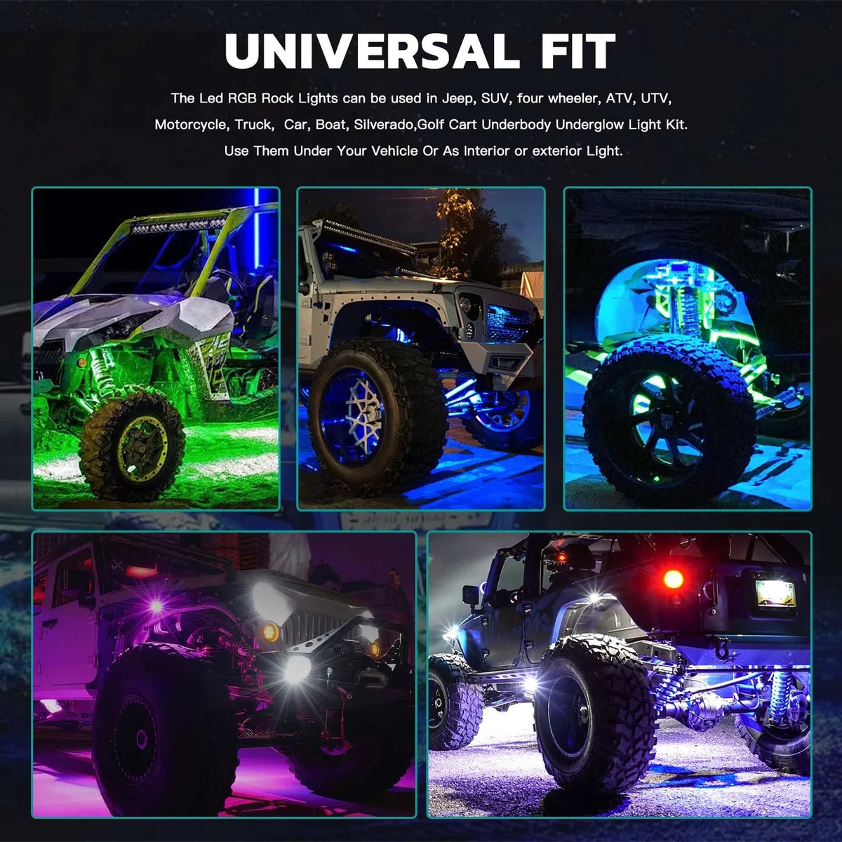 10 Pods RGB LED Rock Light, 60 LED de Alto Brillo Kit de neón a Prueba de Agua de la luz del Coche con Control de App/RF luz de la Roca de 16 Millones de Colores para SUV vehículos Todo Terreno