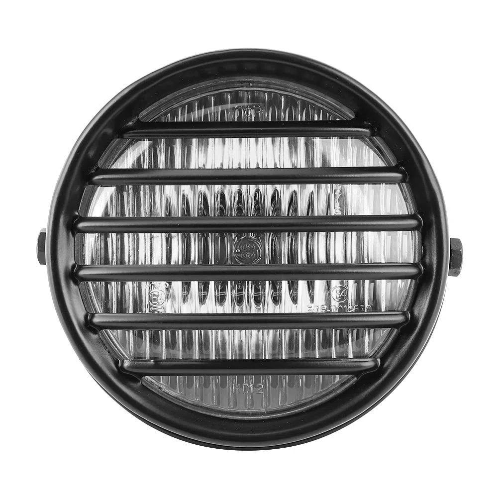 Qiilu Faros delanteros de motocicleta de 6 pulgadas, faro redondo de motocicleta Parrilla cubierta de lente 35W Bombilla halógena Faro de moto universal(Vidrio transparente)