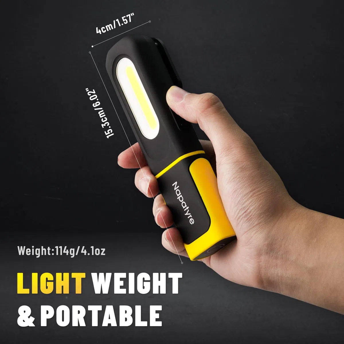 Linterna LED Recargable, 3 Modos Linterna de Trabajo con Base Magnética y Gancho, Giratoria de 360 Lámpara de Taller para Garaje, Camping, Emergencia (2 Piezas)