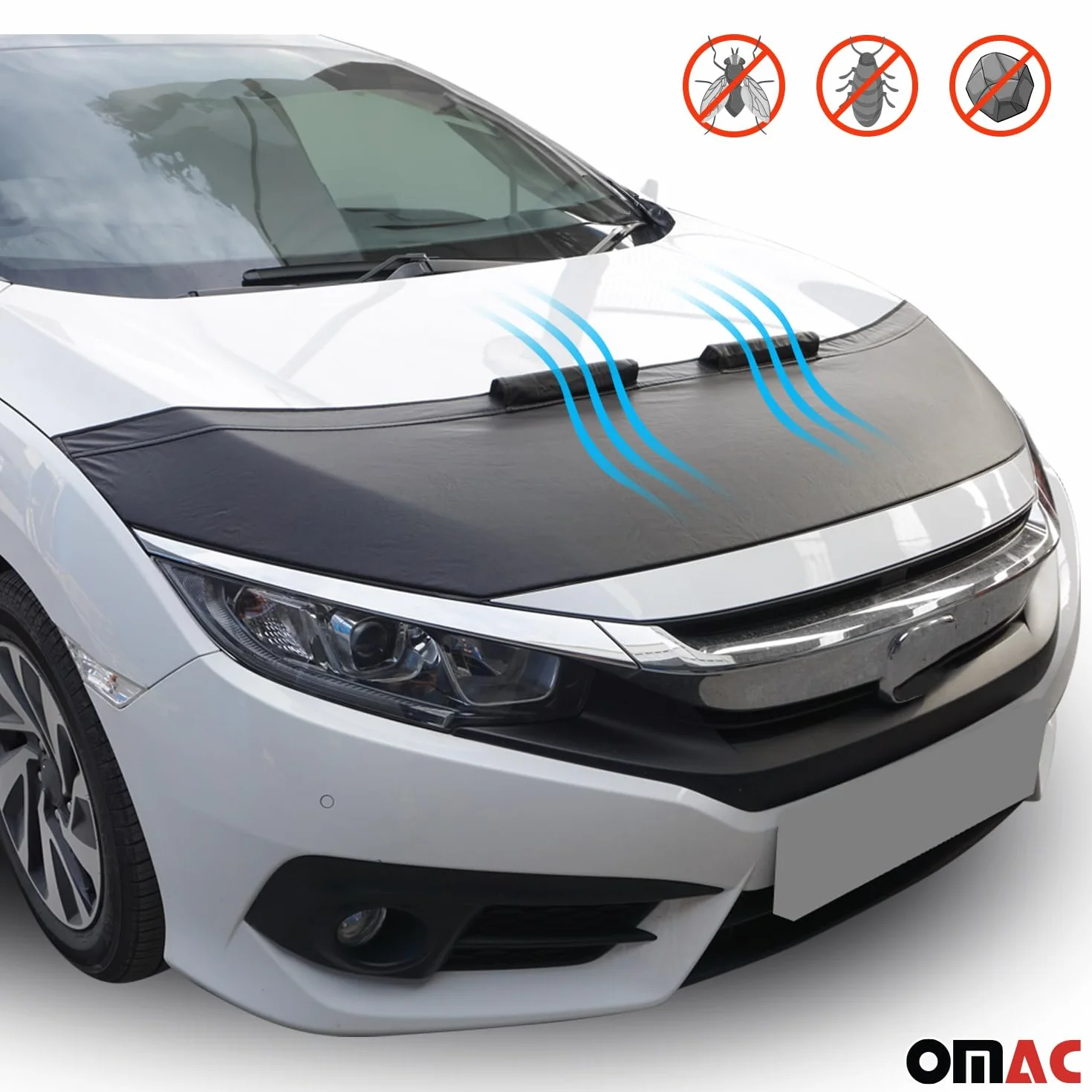 OMAC Haubenbra Steinschlagschutz Bonnet Bra compatible con Kia Niro I 2017-2022 Negro Halb