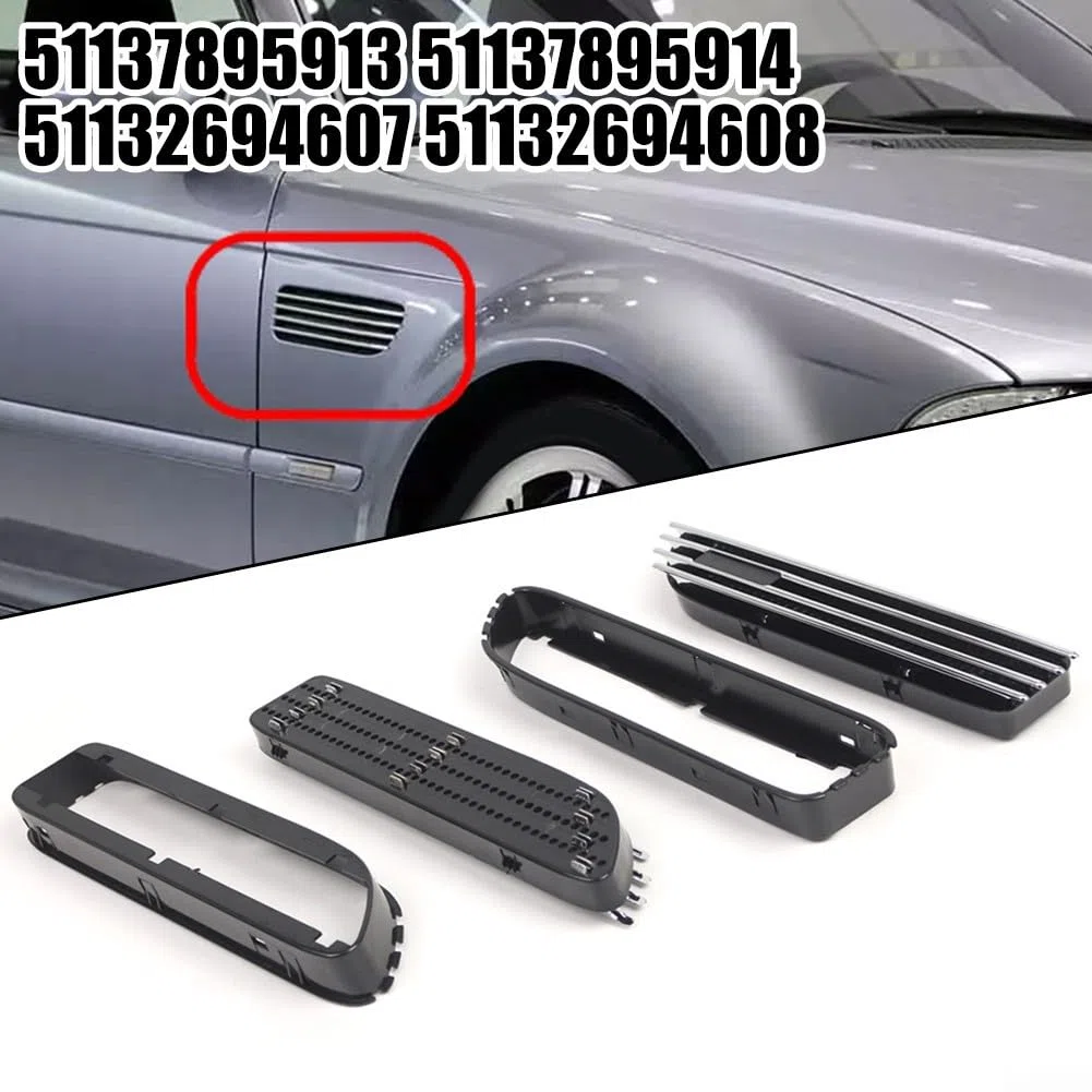 2 rejillas laterales de ventilación para guardabarros de coche, para BMW E46 para M3 2001-2006, 27,7 x 7,5 x 3,2 cm