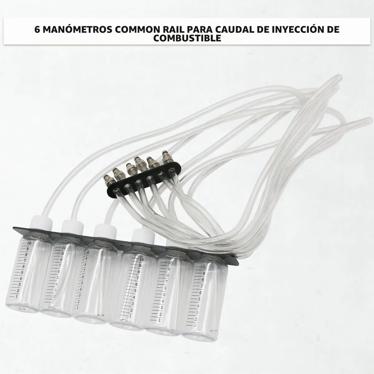 Kit de prueba de fugas diésel, probador de fugas de riel común, probador de fugas de 6 cilindros, medidor de flujo de inyector diésel, kit de prueba de riel de inyección de motor con 24