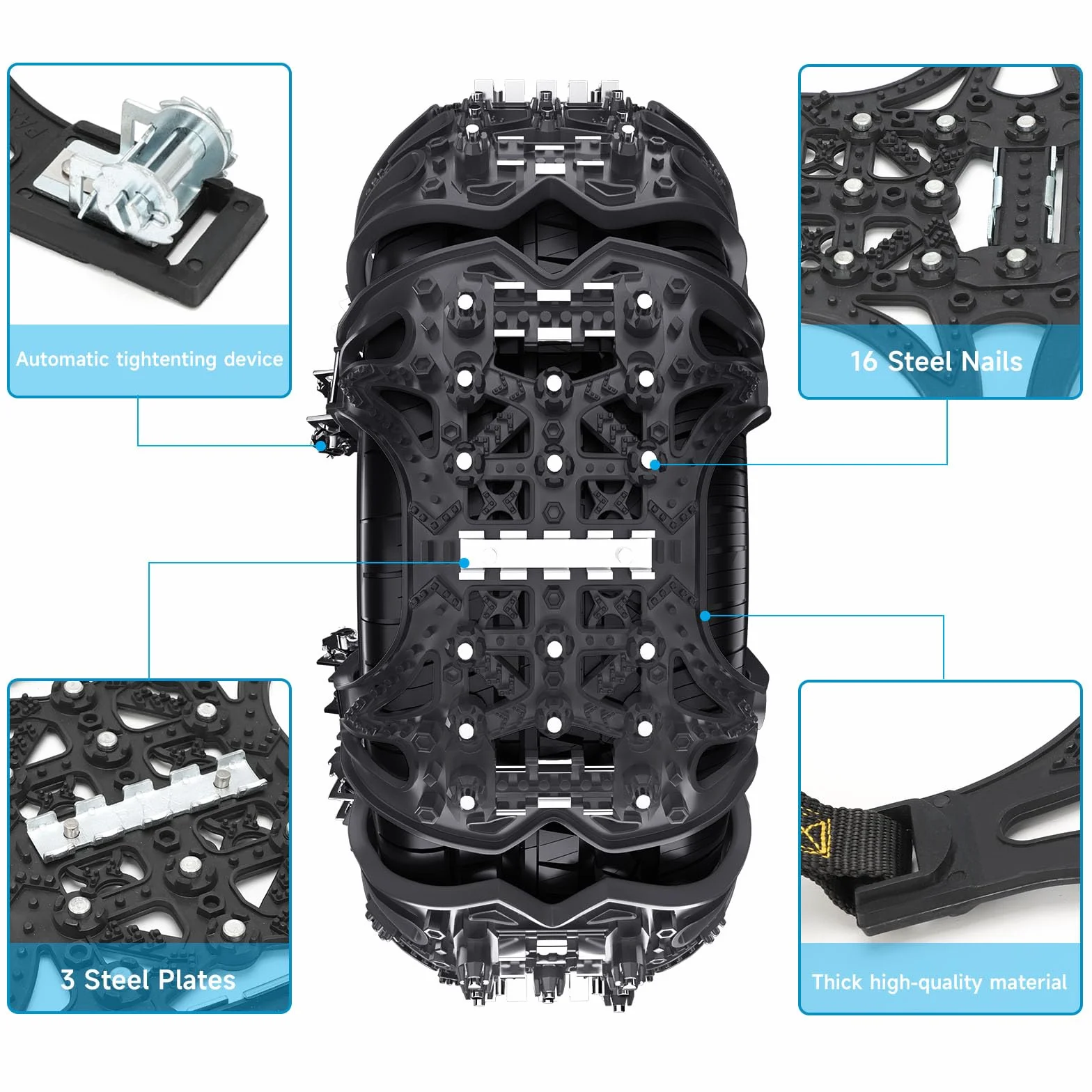 FethFire Cadenas Nieve Universales, 6 Piezas Cadenas Coche Nieve para Coches SUV con Ancho de Neumático 165-285 mm