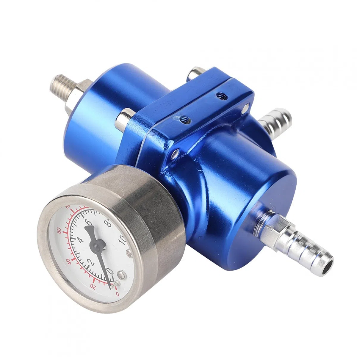 Regulador de presión de combustible, regulador de presión de combustible universal FPR de aleación de aluminio con manguera de calibre 0-140psi ajustable(azul)