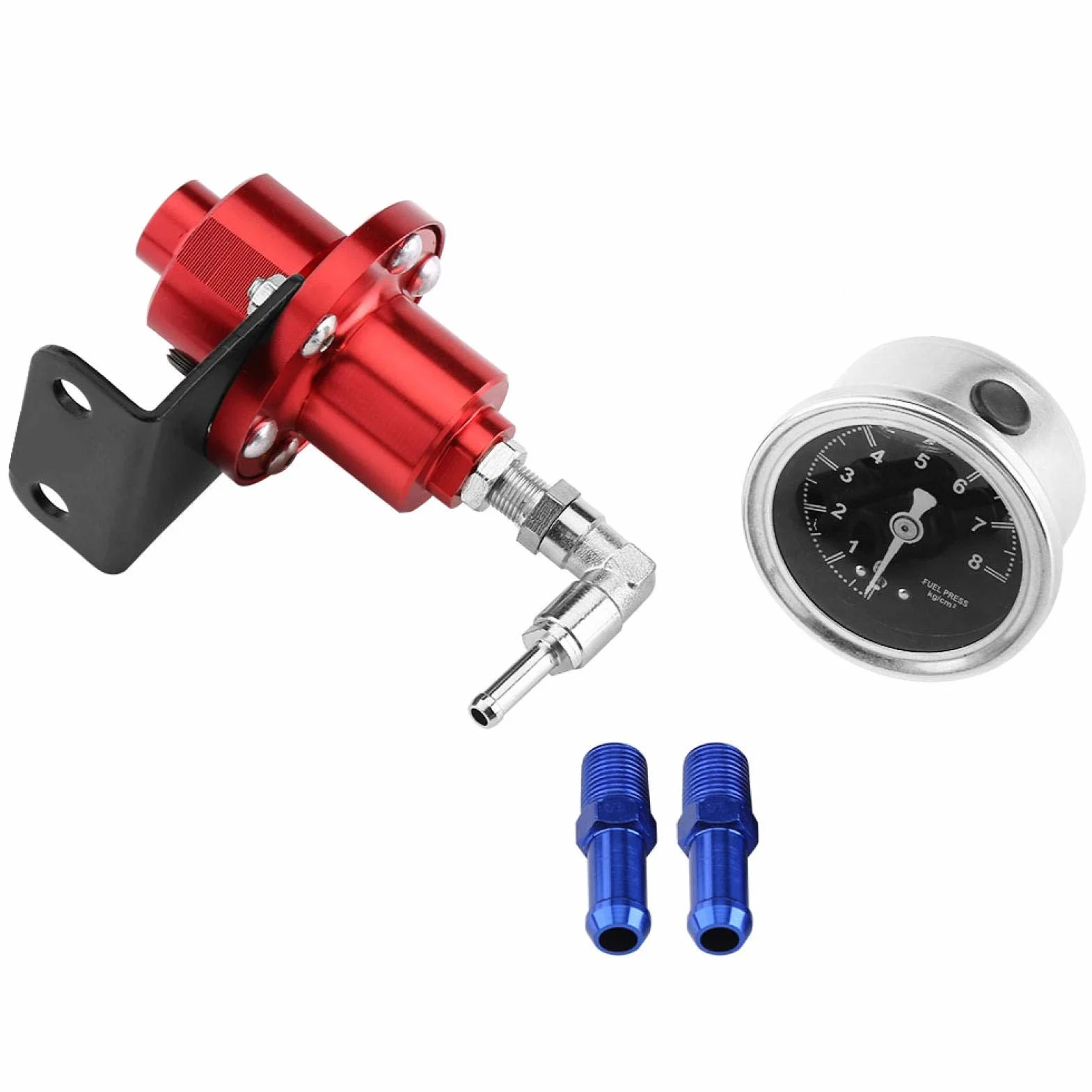 Kit de regulador de presión de carburante FPR regulable en aluminio universal con jauge para voiture automatique (rouge) regulador de presión de carburante regulador de presión esencia+regulador de pr