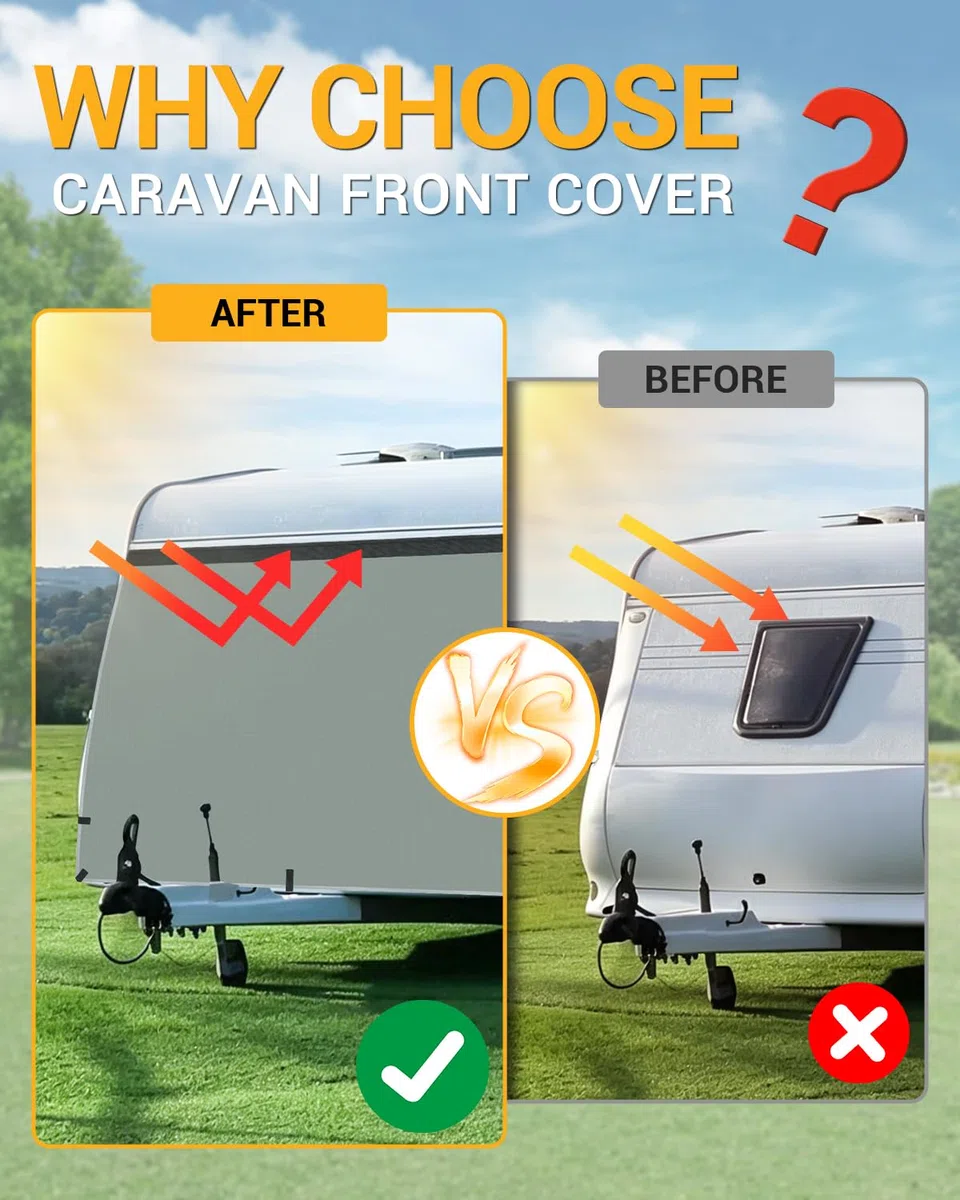 140x160cm Funda Frontal para Caravana y Autocaravana. Lona Protectora Resistente al Invierno, a la Intemperie, a los Rayos UV y a Las Corrientes de Aire. Protege contra el Hielo y la Nieve.