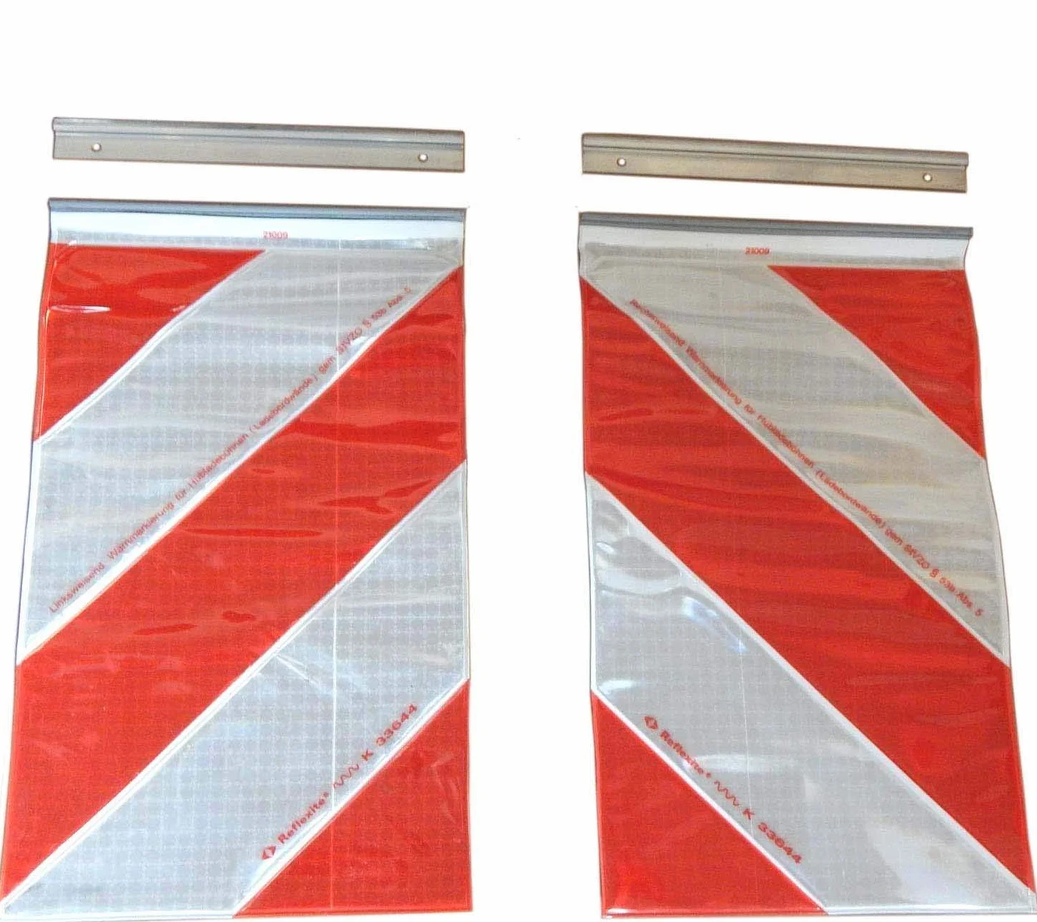 2 x Bandera de advertencia de 250 x 400 mm de Orafol, elevador trasero, plataforma elevadora, marcado izquierda + derecha