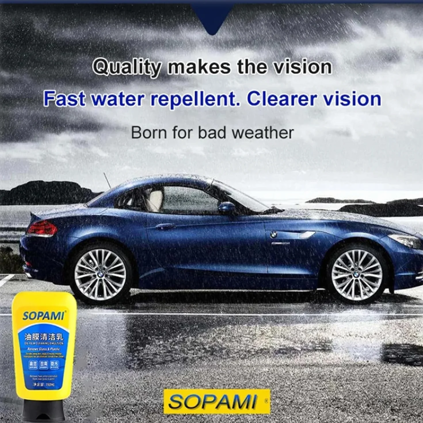 Sopami-Spray para revestimiento de coche, elimina la película de aceite de vidrio del coche, Sopami cubre rápidamente el espray de cera para pulir el coche (Pulverizar*2)