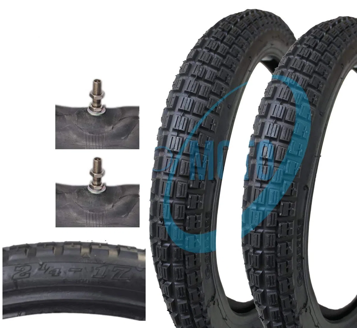 2 Neumáticos + 2 cámaras 2.25 – 17 con relieve Moto Ciao Si Bravo Monferraglia