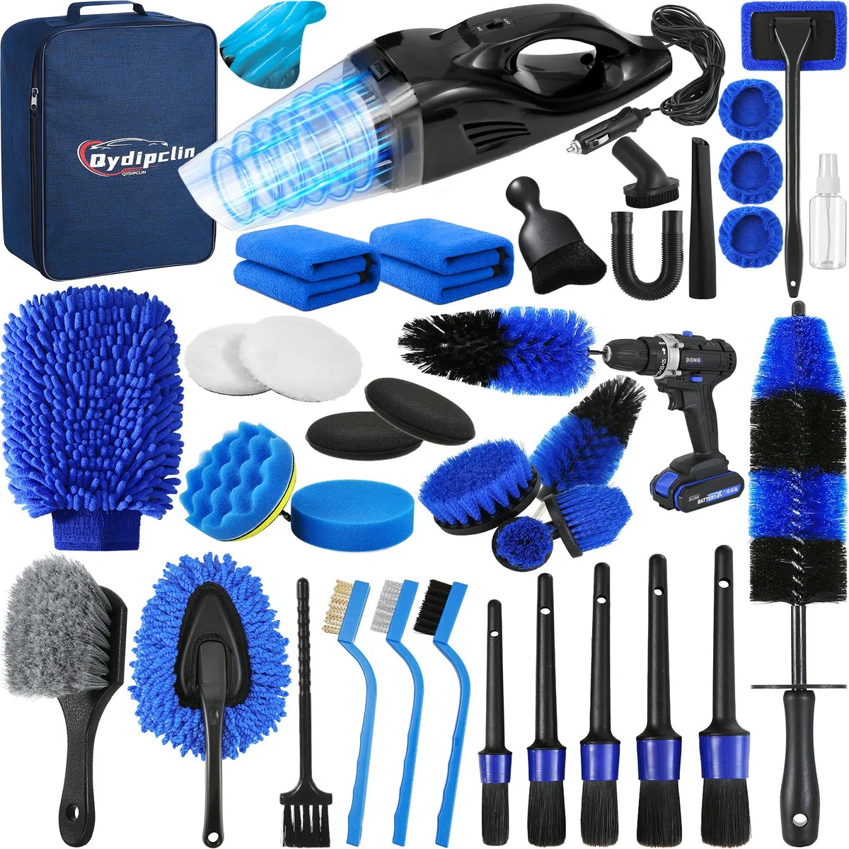 Qydipclin Kit de 38 piezas para detalles de coche, juego de cepillos para detalles de coche, kit de limpieza de lavado de coche, cepillos de detalles de coche, kit profesional de cuidado de coche para