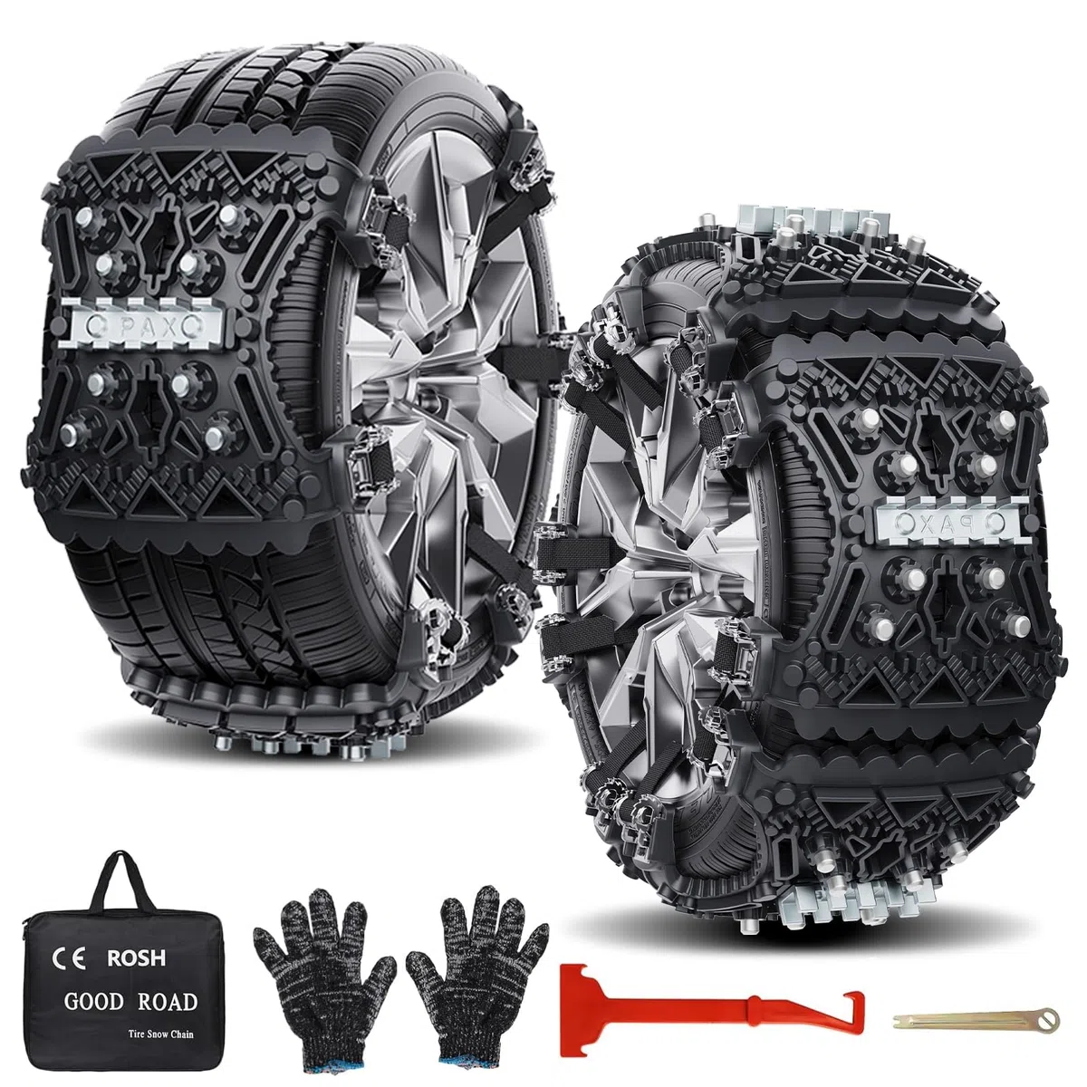 Cadenas Coche Nieve, 6 Piezas Cadenas Nieve Coche Universales Adecuadas para Neumáticos de 165-285mm de Ancho, Ajustables Antideslizante Cadenas Nieve Aptas para Coches,SUV y ATV