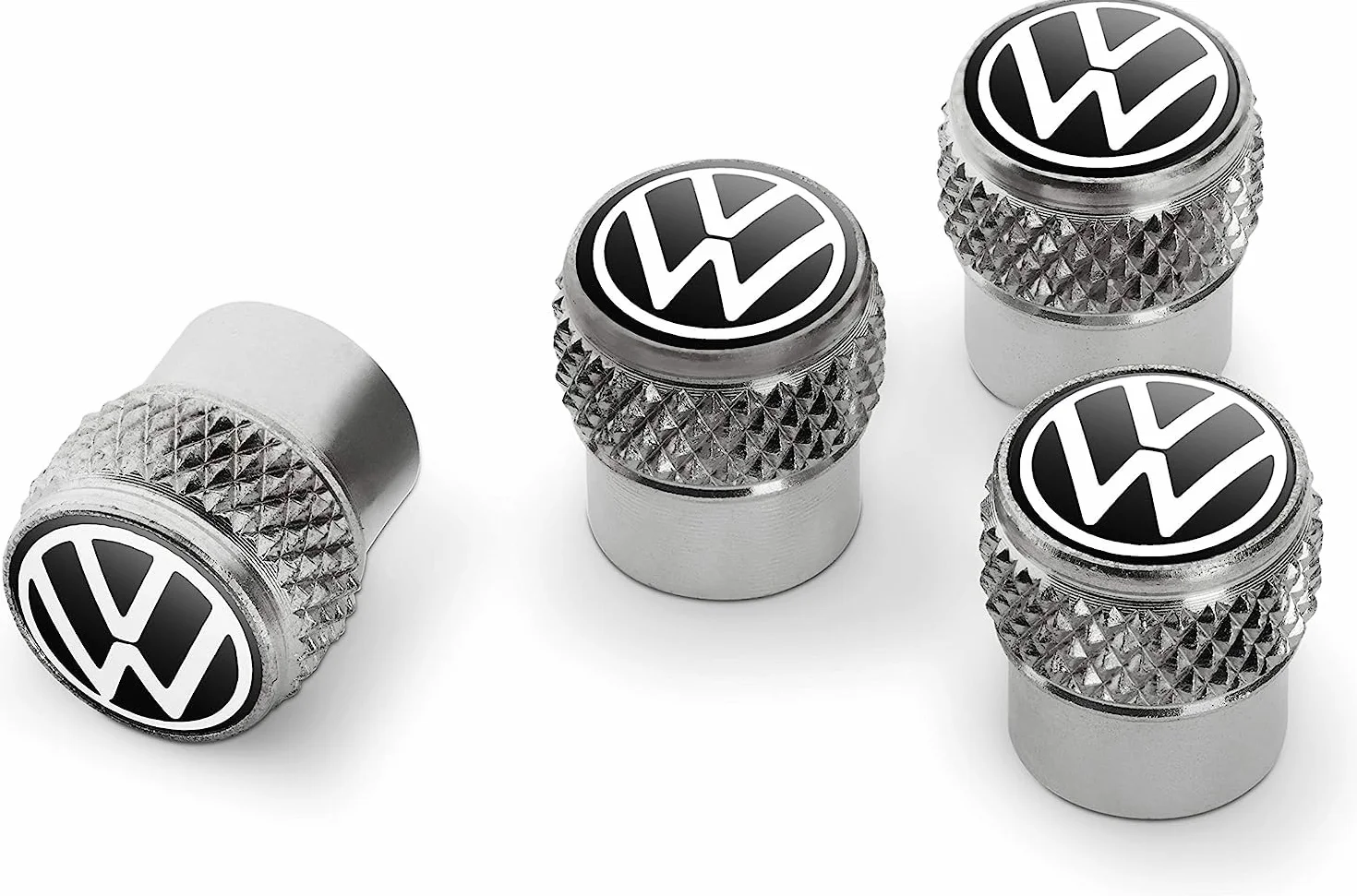Volkswagen 000071215D - Tapones para válvulas de Goma y latón con Logotipo de Volkswagen, Color Plateado