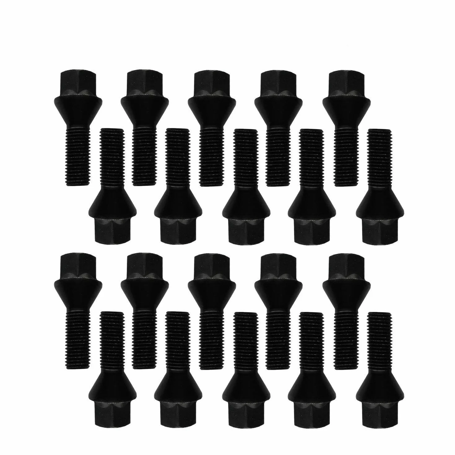 TRACER 20 Pernos de rueda negro Pernos de rueda Cono Cintura M14x1,25 28mm compatible con BMW