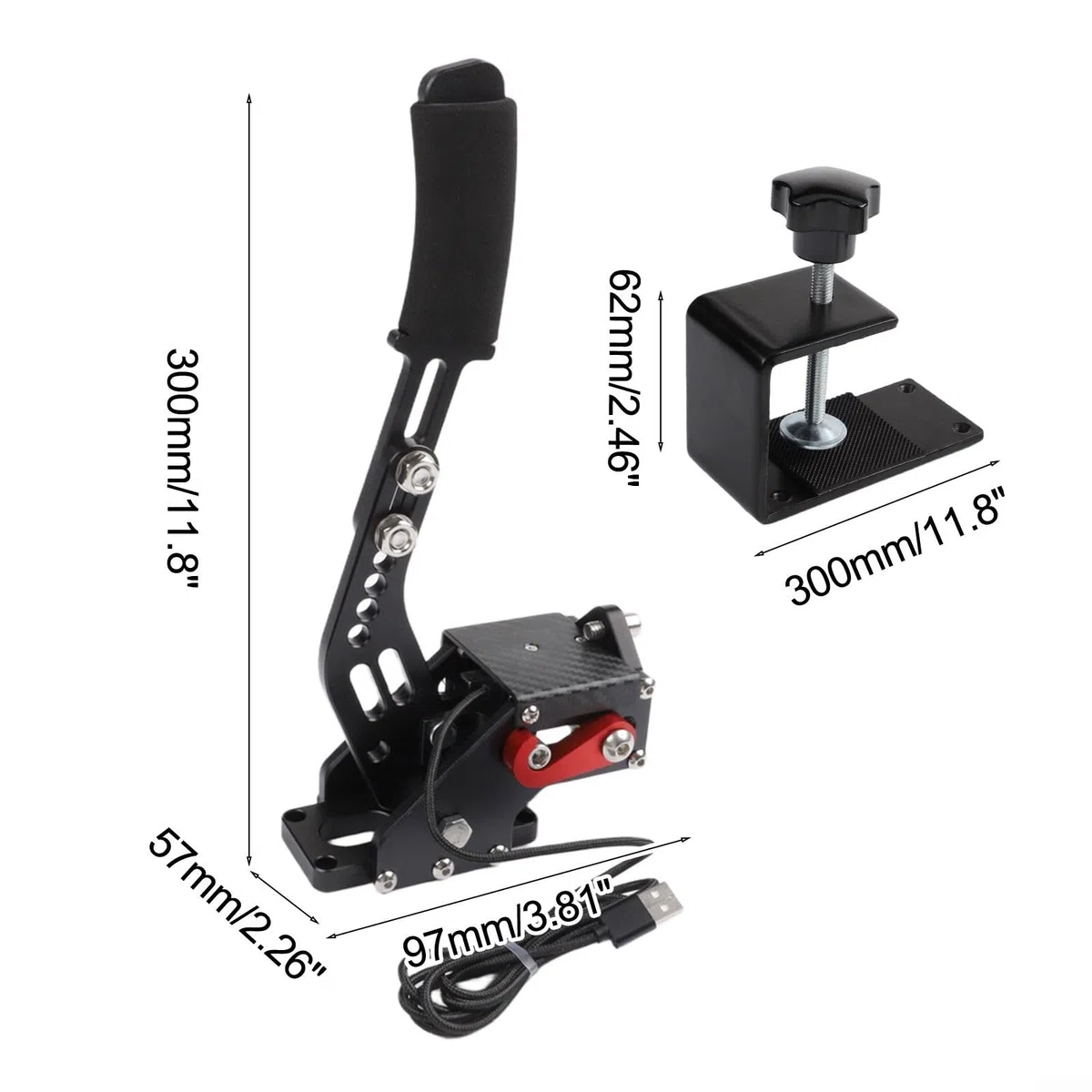 KHIronHive Freno de mano USB Racing con sensor Hall para PC, palanca de freno de tensión ajustable de aleación de aluminio compatible con Logitech G27 G29 G920 T500 T300, para Assetto Corsa Dirt