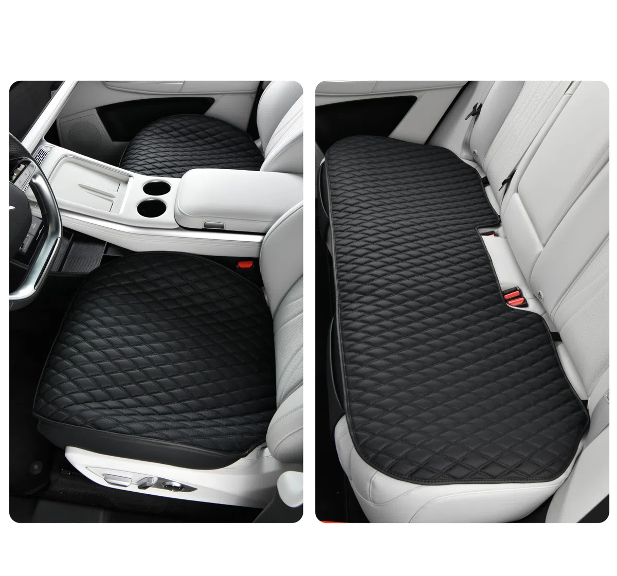 Cubierta de asiento de coche, cojín negro de base de cuero, cubierta universal para vehículos SUV, protector de asiento de coche impermeable y antideslizante (juego completo)
