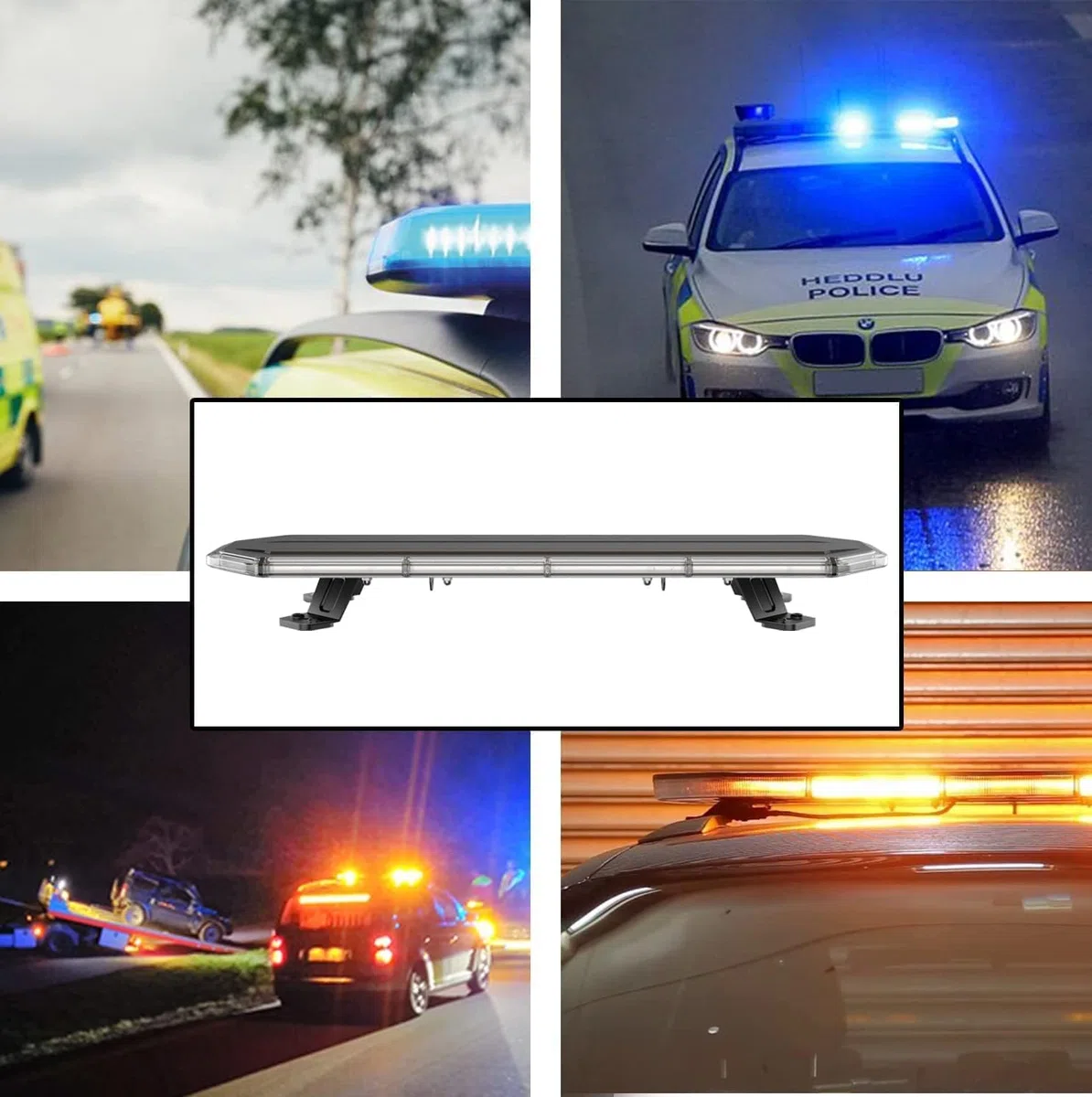 Ryme Automotive Puente de Iluminación con Mando a Distancia - 204 Leds HOMOLOGADO R65 Azul 1.220 mm. Emergencia Homologado Advertencia 10-30 V - 106W - 13 Funciones Slim Aero Techo Vehículo IP67