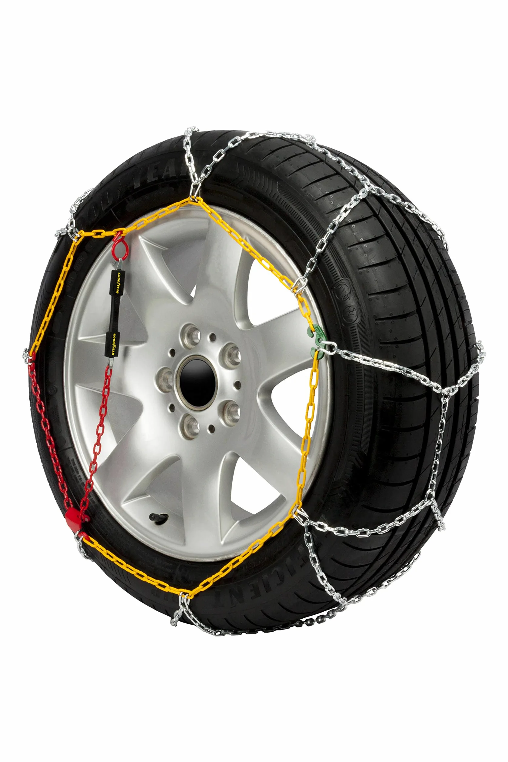 Goodyear Juego de 2 Cadenas de Nieve Metálicas para Coche de 9 mm Talla 80 con Tensor Automático Goodyear