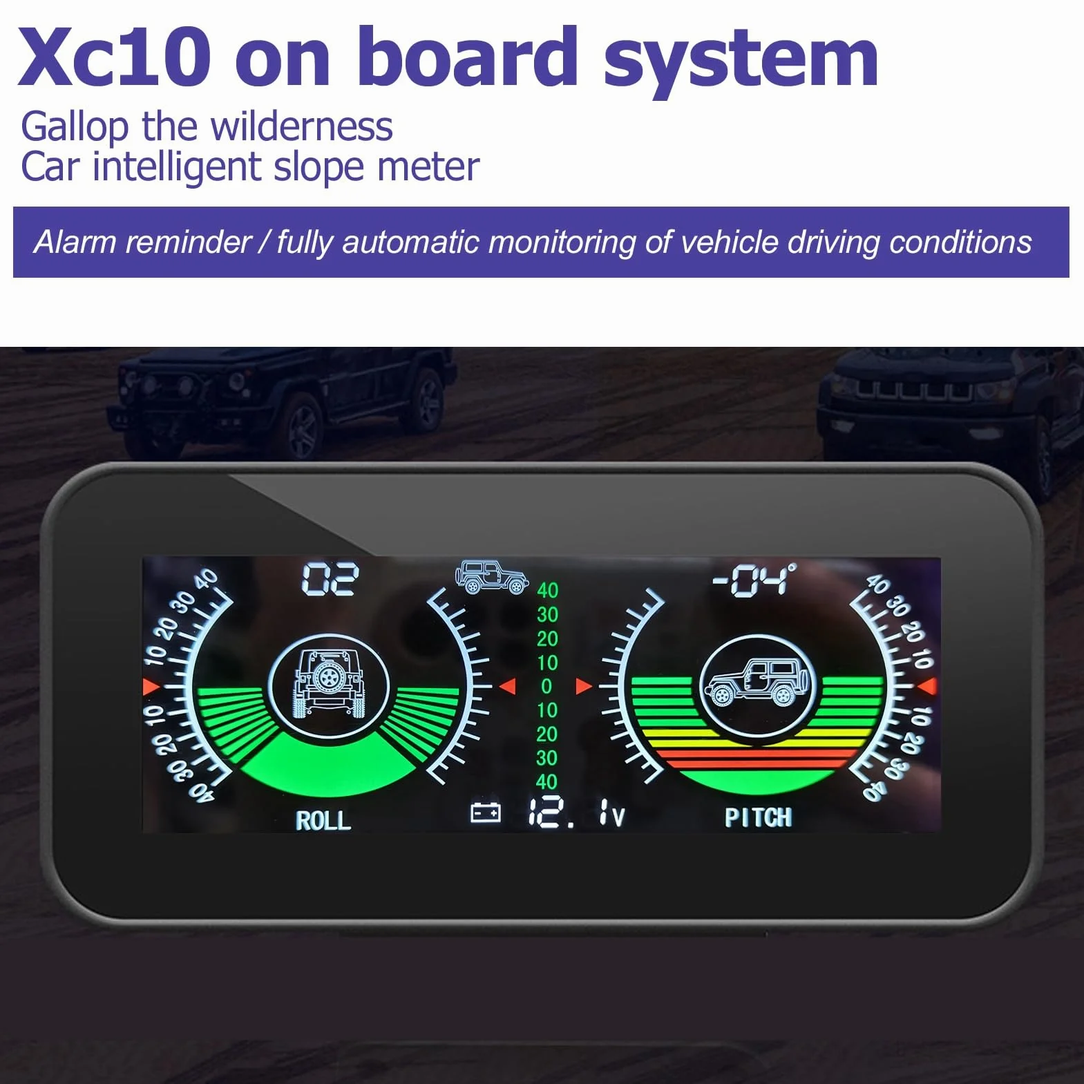 Inclinómetro de Automóvil, Medidor de Pendiente HUD Universal para Automóvil Medidor de Inclinación de Automóvil Inteligente Medidor de Pendiente de Automóvil de Alta Resolución Medidor de Pendiente D