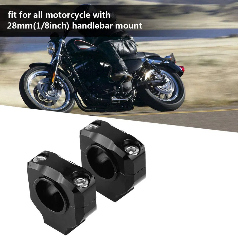 1 Par Abrazadera de Barra de Manillar Negro 28 mm Aleación de Aluminio CNC Soporte de Manillar de Motocicleta Abrazadera de Barra Elevadora Universal