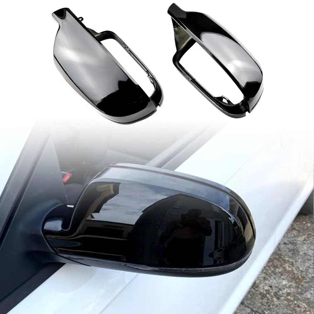 Carcasas de espejo retrovisor Cubierta de protección Cap Car Styling Shell Carcasa de espejo lateral Cubiertas Compatible con A3 8P A4 A5 S5 B8.5 RS3 RS4 RS5-Negro