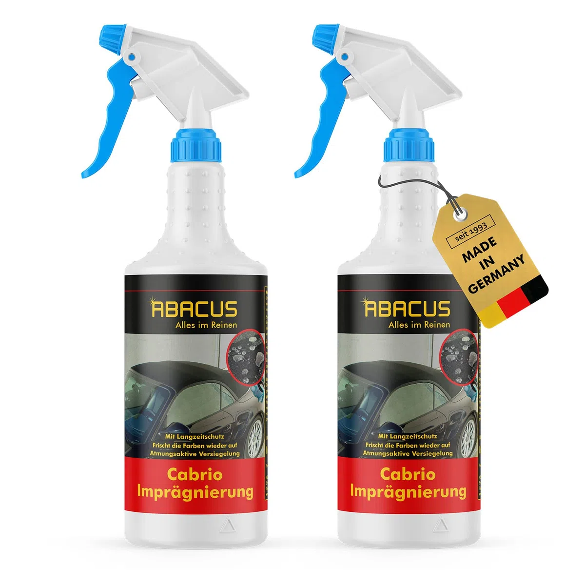ABACUS® Impregnación convertible, capota convertible, impermeabilización para capota, impermeabilización para techo convertible, impermeabilizante para techo de tela, spray protector convertible, 2 x