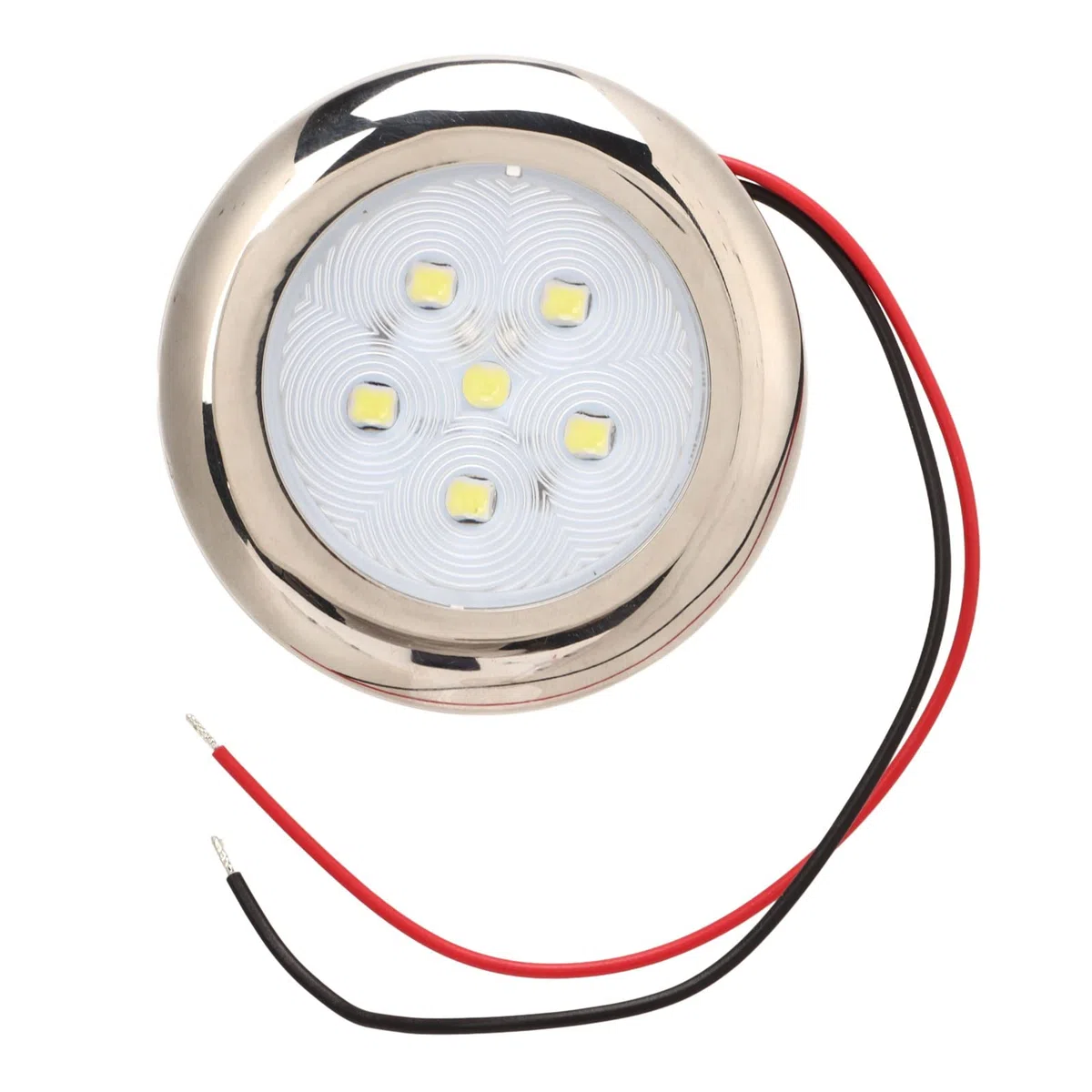 Luz de Techo de 12 V, Luz de Techo Impermeable IP65, Panel de Luz de Anillo de Acero Inoxidable 316 con 6 Chips LED para RV, Barco, Camper, Furgoneta, Remolque de Viaje, Camión