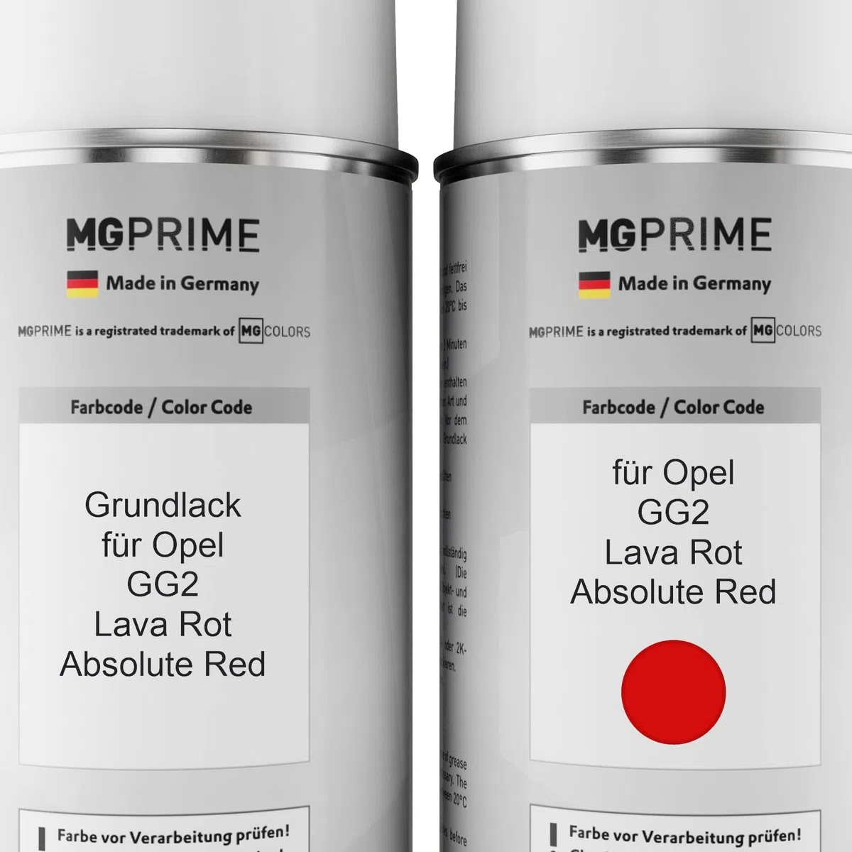 MG PRIME Pintura automotriz Set de aerosoles para Opel GG2 Lava Rot/Absolute Red Fondo pintura base pintura transparente bote de spray 400 ml
