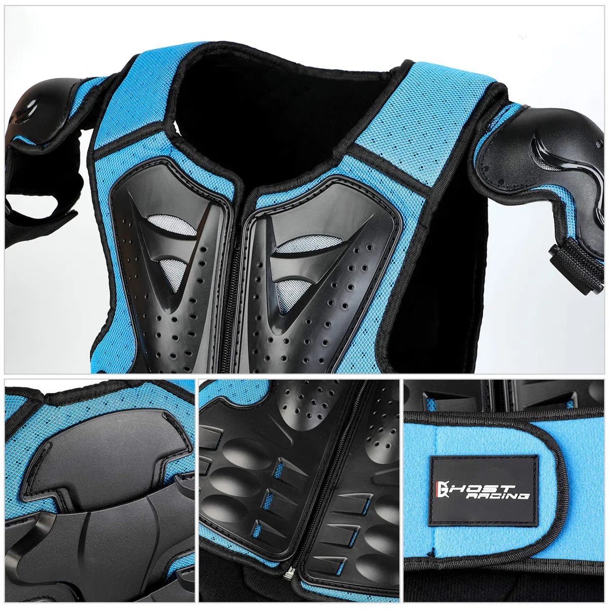 JUSTDOLIFE - Equipo de motocross para jóvenes, 5 unidades, chaqueta de protección para motocicleta, armadura de motocicleta para niños con rodilleras, coderas, protector de pecho para deportes al aire
