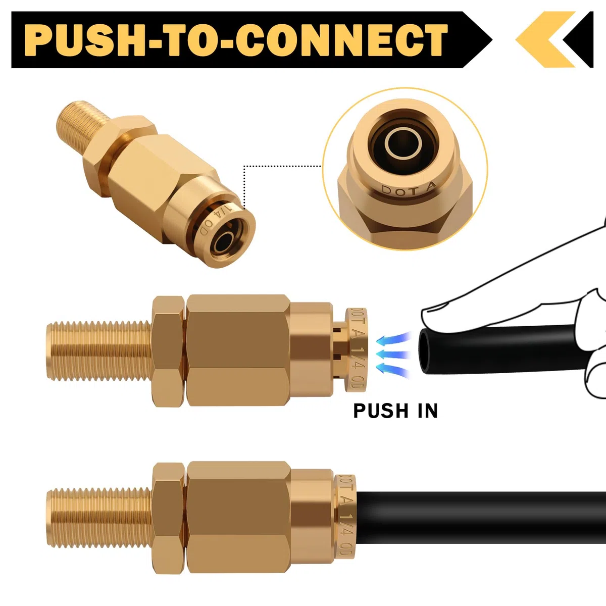 Cheemuii 4 válvulas Schrader de inflado de 1/4 pulgadas con empuje para conectar tubos de línea de aire OD de 1/4 pulgadas y suspensión de resorte de aire para semirremolque, tractor