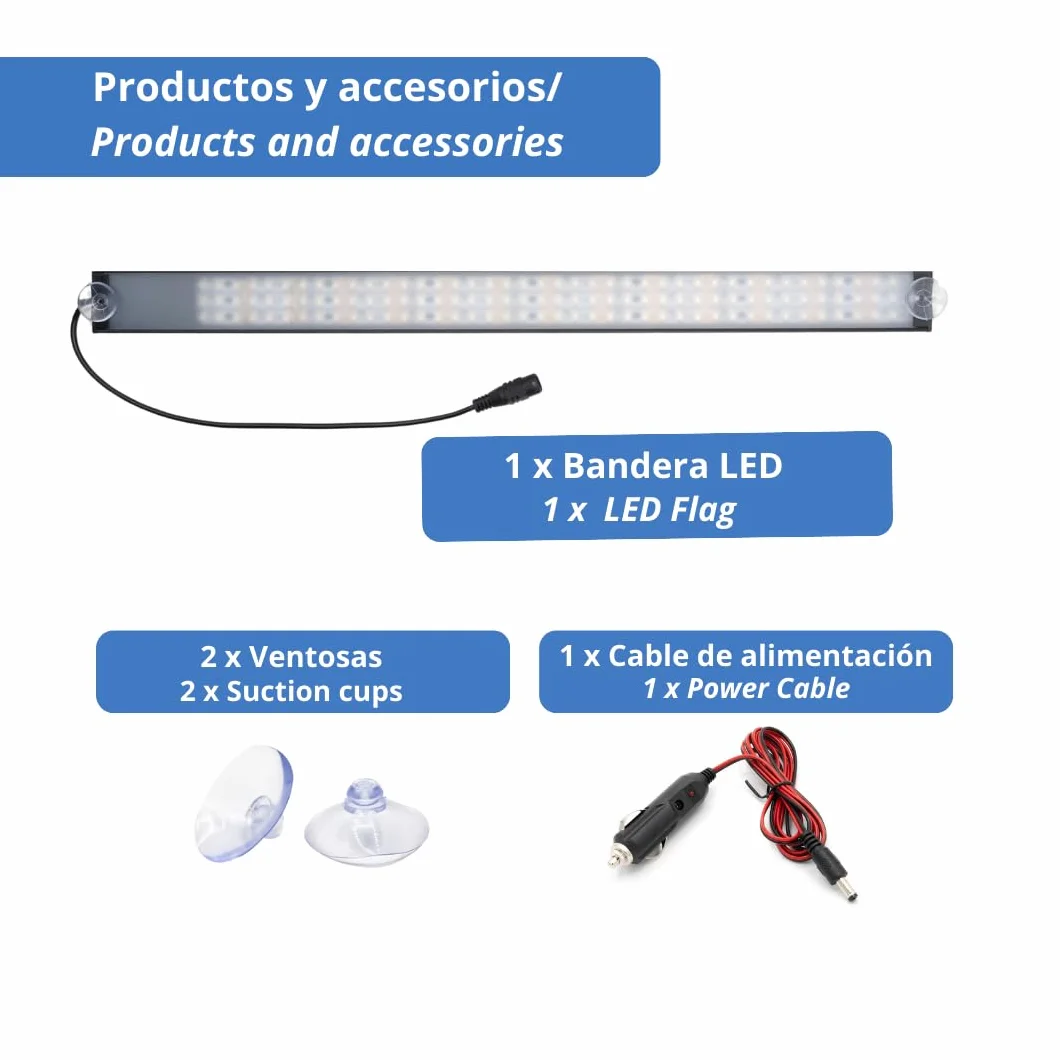 Banderas LED ESPAÑA 12-24V, 144 LED- Bandera Luminosa, Bandera CAMION