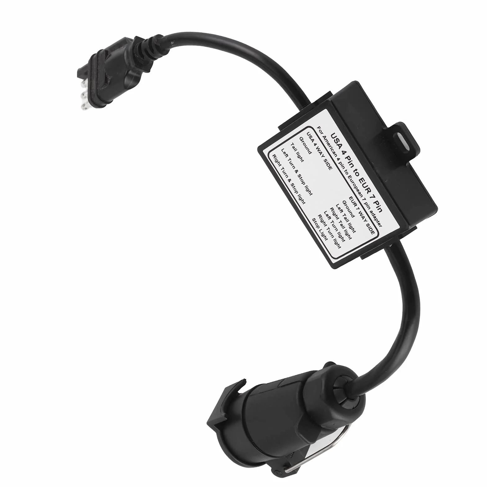 Adaptador de Cabo de Remolque, Piezas de Cabrestante de Remolque, Convertidor de Luz de Conector de Remolque EE. UU. Adaptador de 4 Pines a EUR 7 Pines Separación de Señal de