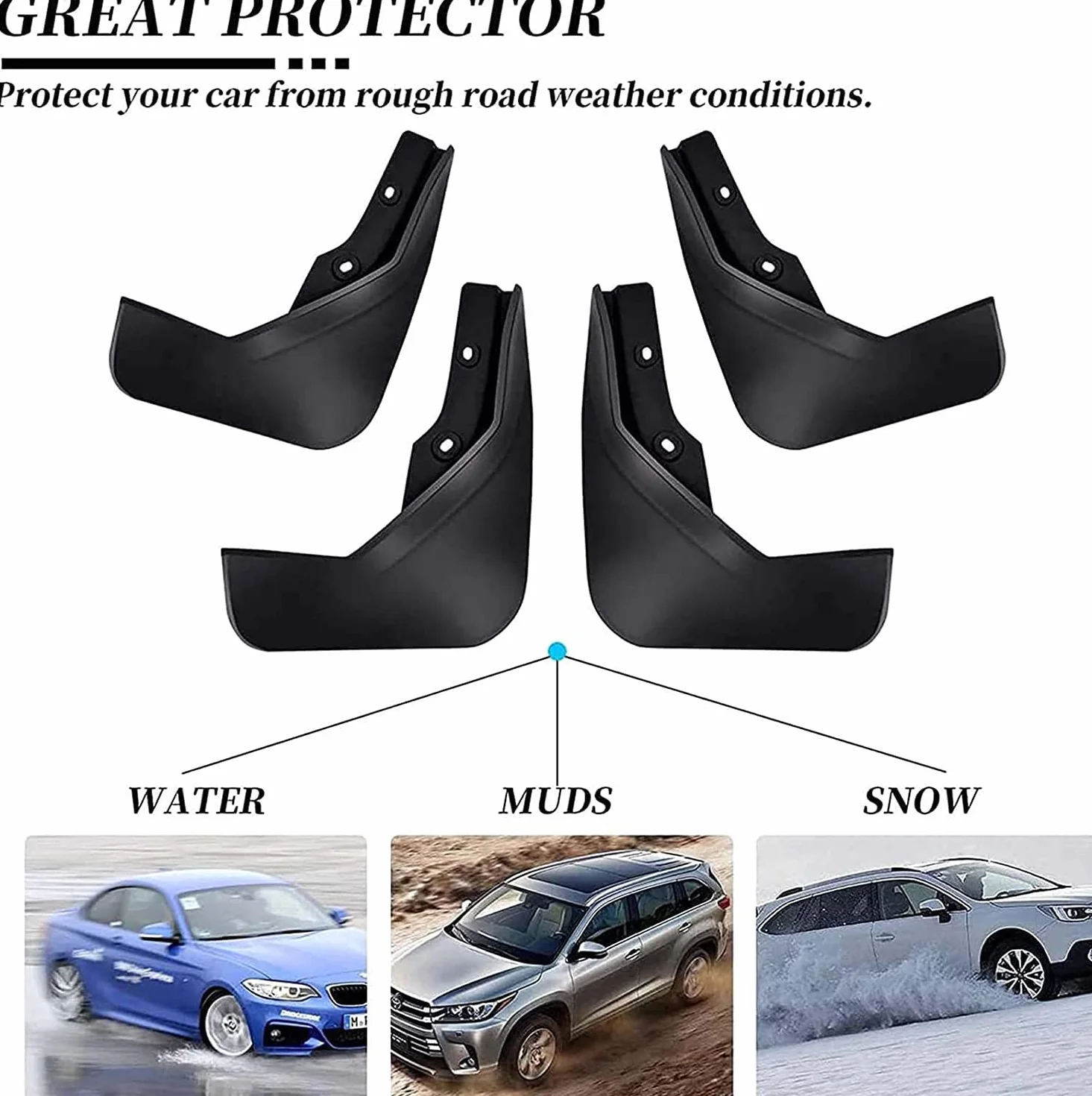 Coche Faldillas Antibarro para KIA Niro HEV 2023-2024 Guardabarros Delanteros Traseros Carrocería Protector contra Salpicaduras Auto Accesorios 4PC,Send 1 Car Towel