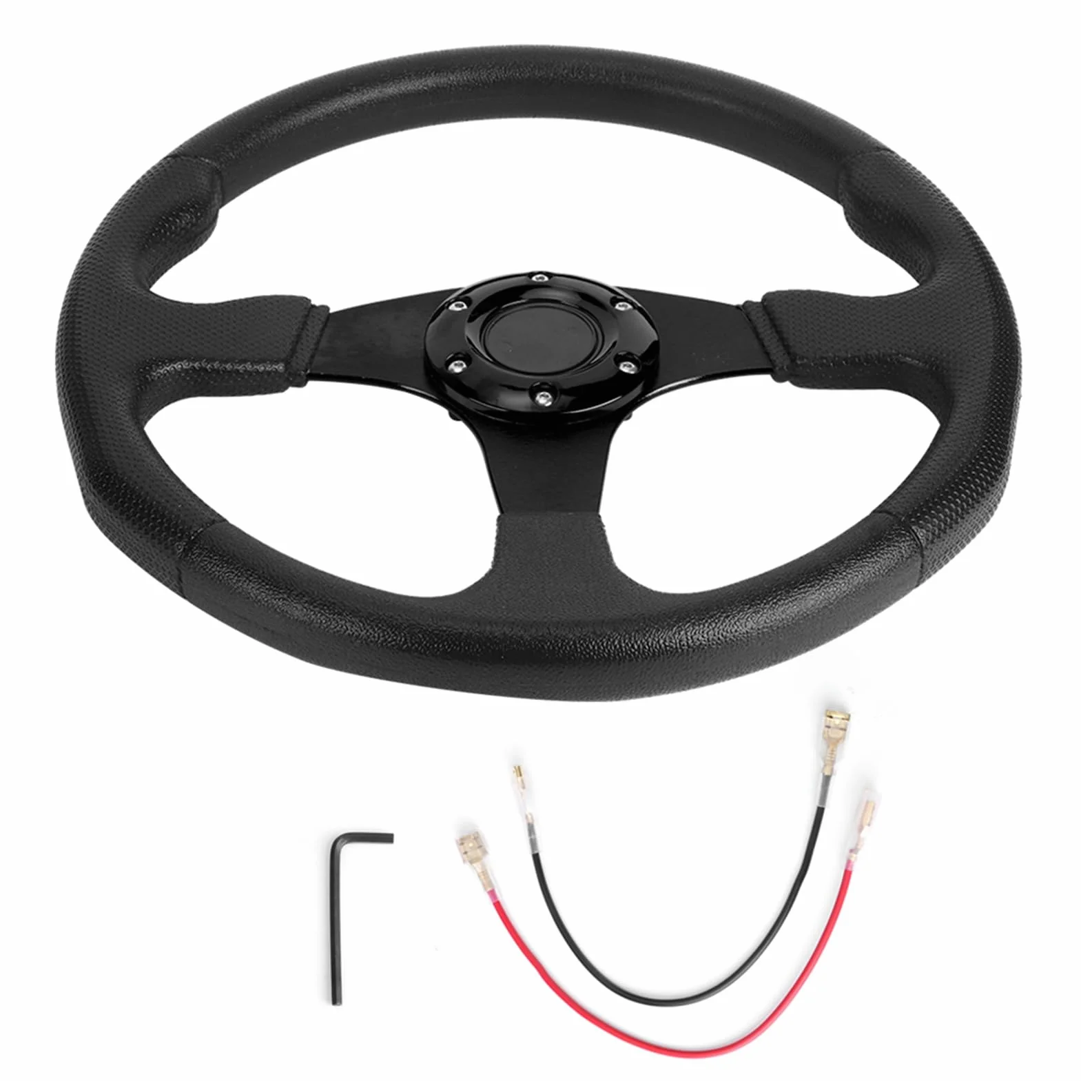 Tissting Volante Deportivo, Universal Volante Profundo 350mm/14in Aleación Aluminio PU 6 Pernos Ligero Cómodo para Vehículos Modificados Carreras Conducción Deportiva