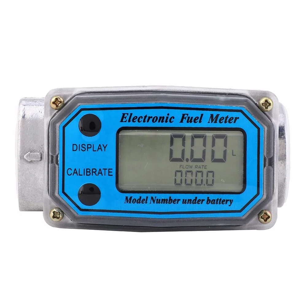 Medidor de flujo de combustible Medidor de turbina Mini medidor de flujo de turbina digital de combustible 15-120L 1 "NPT(Azul)