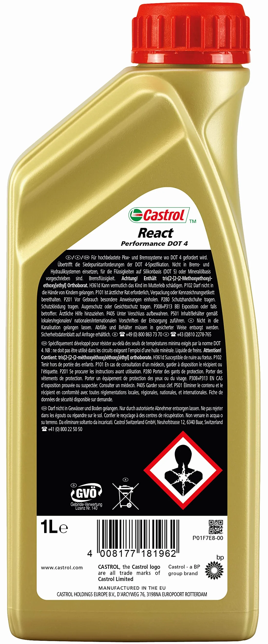 Castrol React Performance dot 4 1L J8