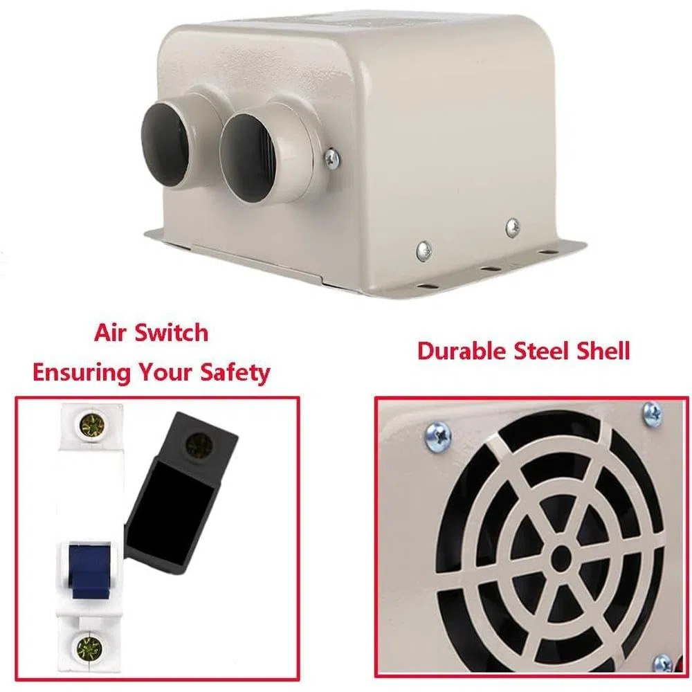 Riloer para Autocaravana, 12 V, 800 W, 2 Orificios, portátil, de Invierno, desempañador y descongelador de Parabrisas, Ventilador Compatible con Varios vehículos de 12 V.