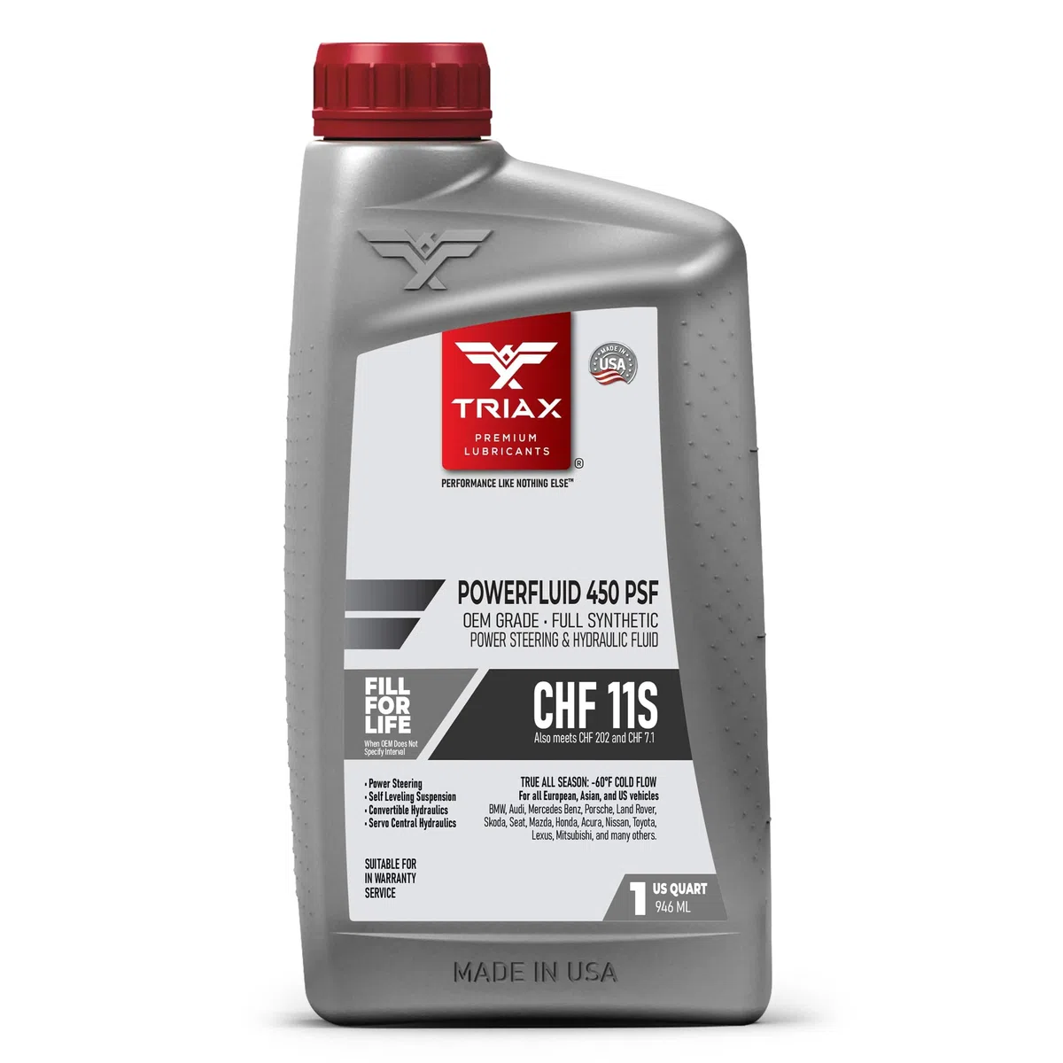 TRIAX Powerfluid 450 fluído completamente sintético para sistemas hidraúlicos y dirección asistida, suspensión hidro-neumática, cierre centralizado, Grado OEM, CHF 11S, 202 y CHF 7.1 Color: VERDE