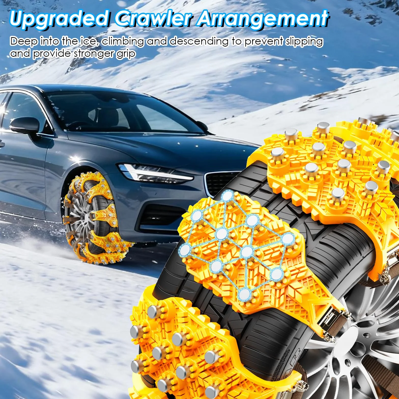 Cadenas para Nieve para Coche Ninonly 8Pcs Cadenas de Nieve Universale de Emergencia Ajustables para Vehículos Coche Camioneta SUV Adecuadas para Neumáticos Ancho 165mm - 245mm