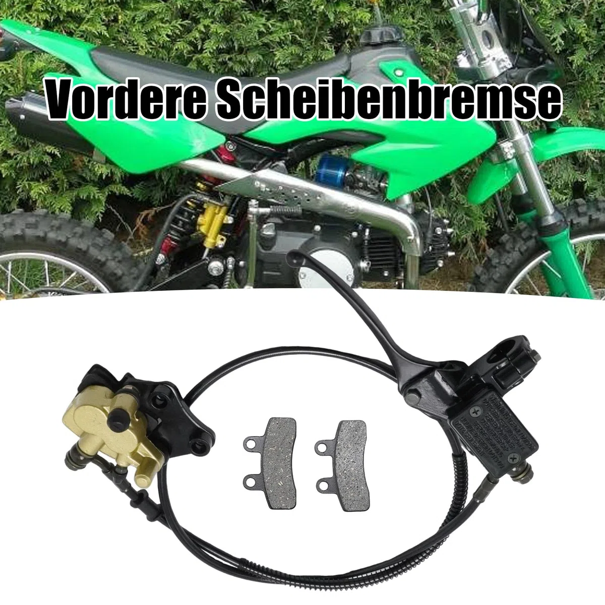 Freno de disco delantero cilindro maestro pinza de freno con pastillas de freno, repuesto para 50cc 70cc 90cc 110cc 125cc 150cc Dirt Bike Pitbike