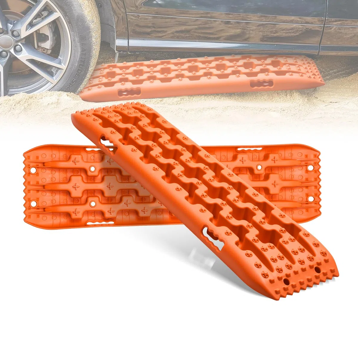 SandblechecheWohnmobil Juego de 2 placas de tracción y ayuda de arranque todoterreno para SUV, camiones y 4 x 4, capacidad de carga de 10 toneladas, antideslizante en barro, arena y nieve, plástico PP