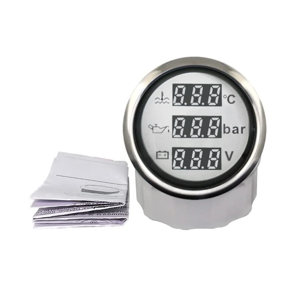 ELING Voltímetro multifunción 3 en 1, medidor de presión de aceite, 9 – 32 V, para coche, moto, tractor, camión