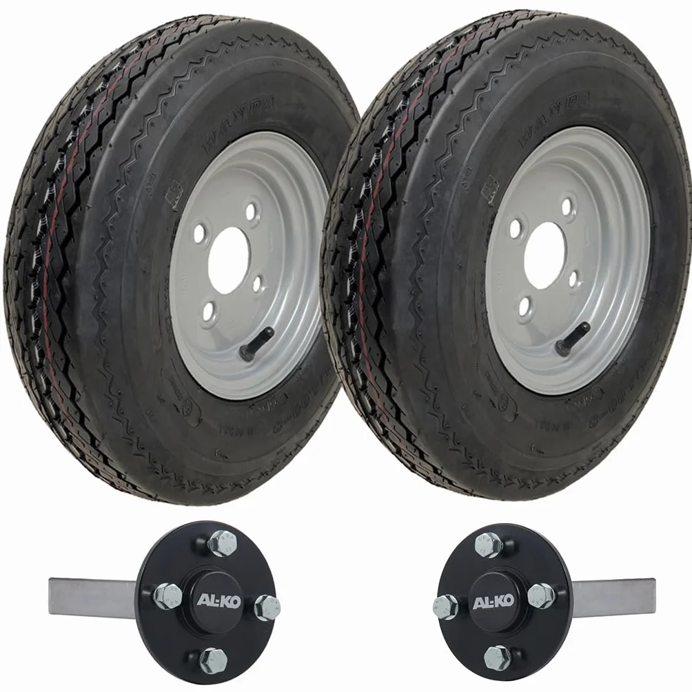 Kit de remolque 4.80/4.00x8 ruedas de 6 capas P811 4/100 mm PCD ALKO ejes de buje y tope, 690 kg