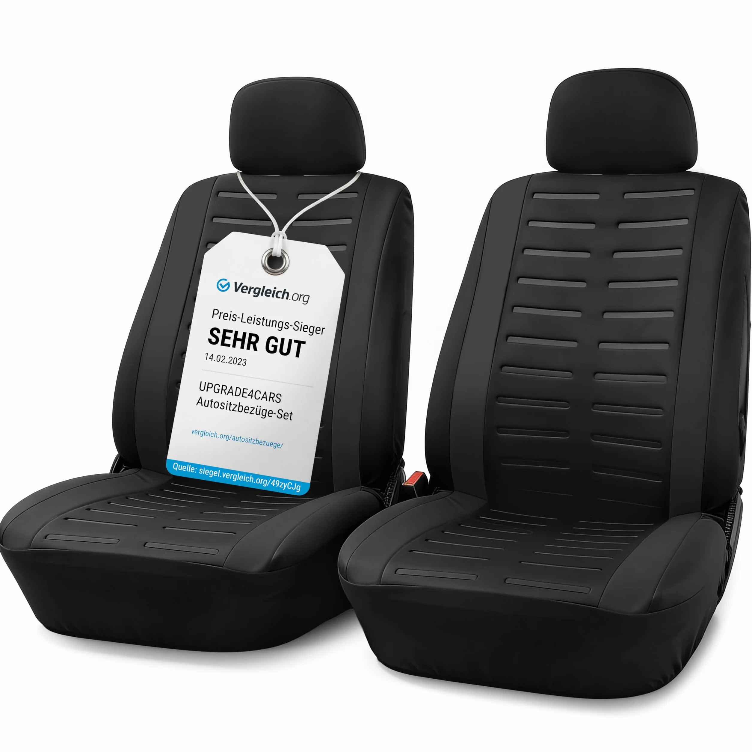Upgrade4cars Fundas para Asientos Delanteros Set Versión 2026 | Fundas Protectores Universales en Negro para Conductor y Acompañante | Accesorios Coches Interior Decoración