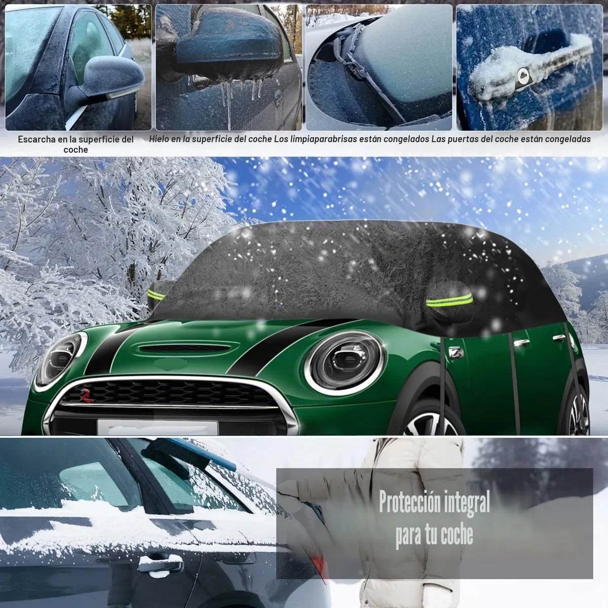 Funda Impermeable para Coche Reemplazo para Mini Cooper 3 Puertas 2000-2025, Media Cubierta de Coche Resistente a Los Rayos UV, Media Cubierta de Garaje a Prueba de Polvo