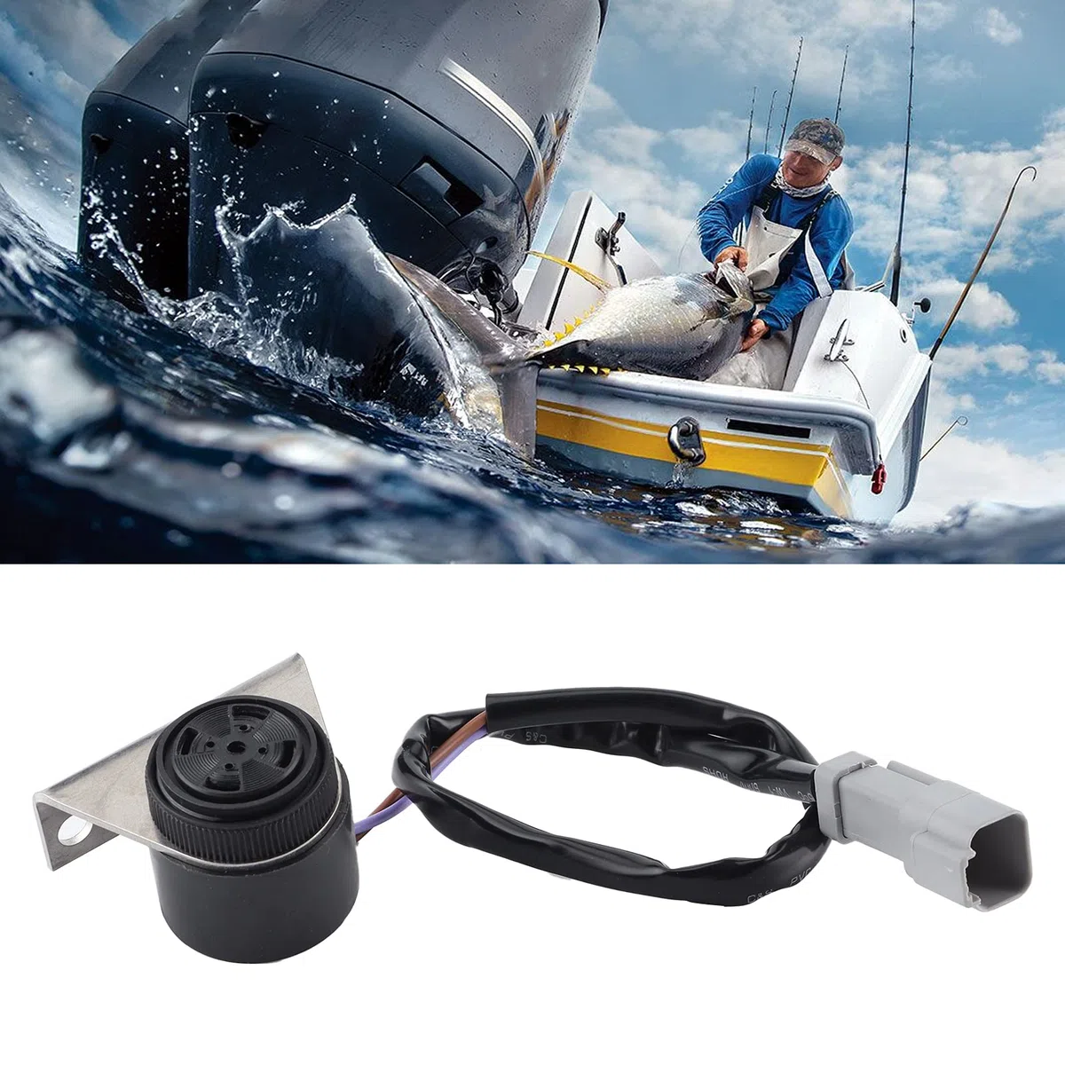 Bass Tracker Motor Consola Advertencia Alarma para Evinrude Oem Bocina de Advertencia Alarma Zumbador 176360 Abs Acero Inoxidable Advertencia Cuerno 353629 Alarma Zumbador