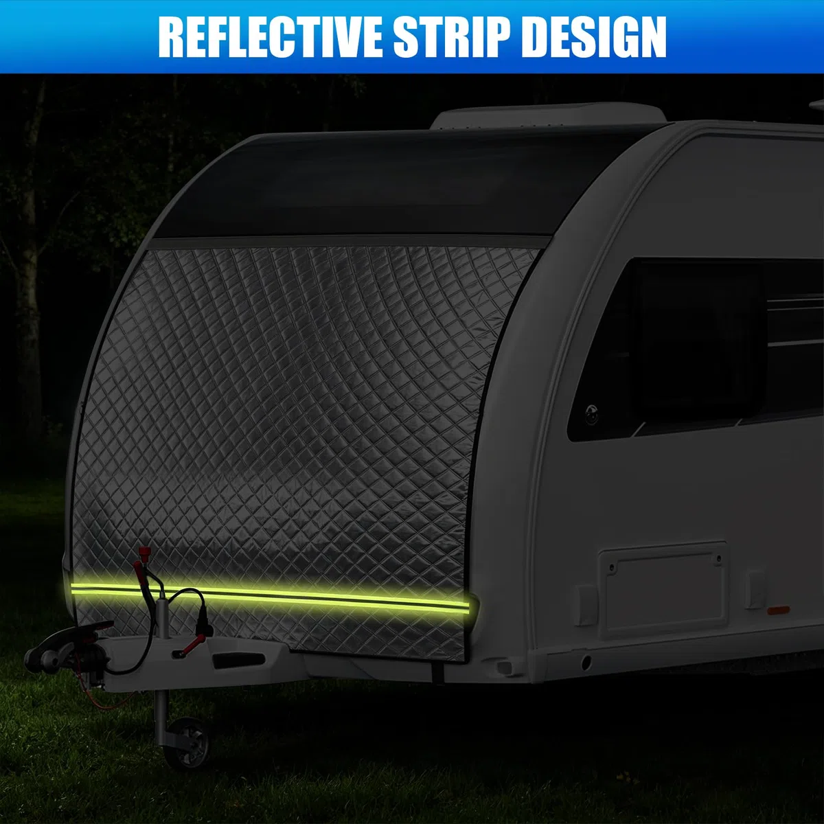 Lona de Protección de Proa para Caravana Termo, Toldo de Aire para Caravana Cubierta Protectora Frontal con Tubería, Estera Térmica Exterior A Prueba de Invierno e Impermeable (165 * 160cm)